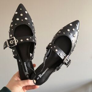 No Boundaries Black and Silver Studded Flats